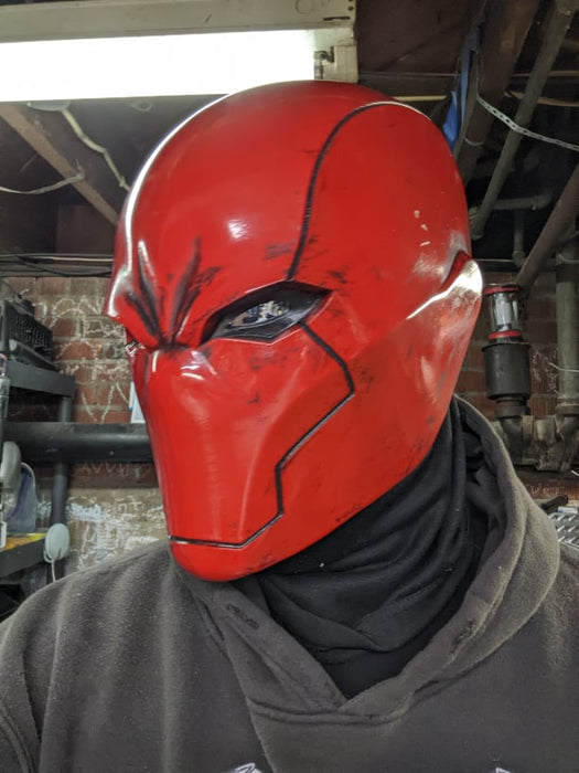 Red Vigilante Helmet - Wearable Costume Cowl Mask Helm - Prop Money Inc.