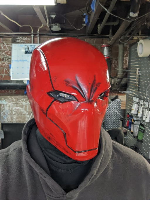 Red Vigilante Helmet - Wearable Costume Cowl Mask Helm - Prop Money Inc.