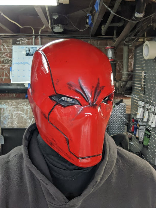 Red Vigilante Helmet - Wearable Costume Cowl Mask Helm - Prop Money Inc.