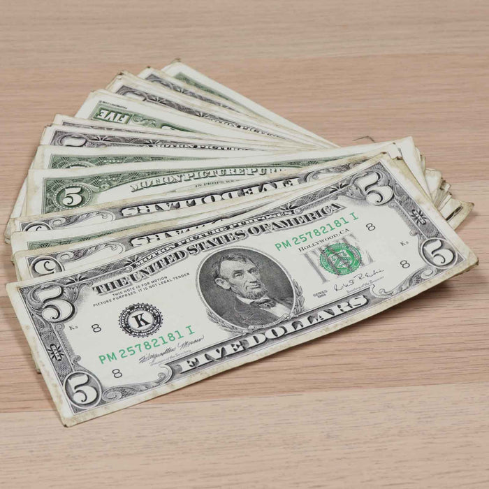 $5 ✔️RealAged™ 1990 Series Bills - Prop Money Inc.