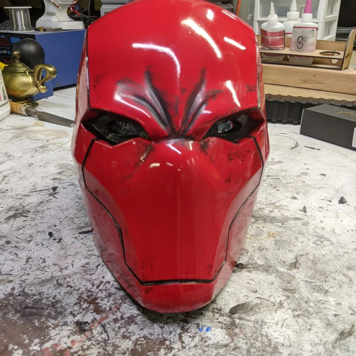 Red Vigilante Helmet - Wearable Costume Cowl Mask Helm - Prop Money Inc.