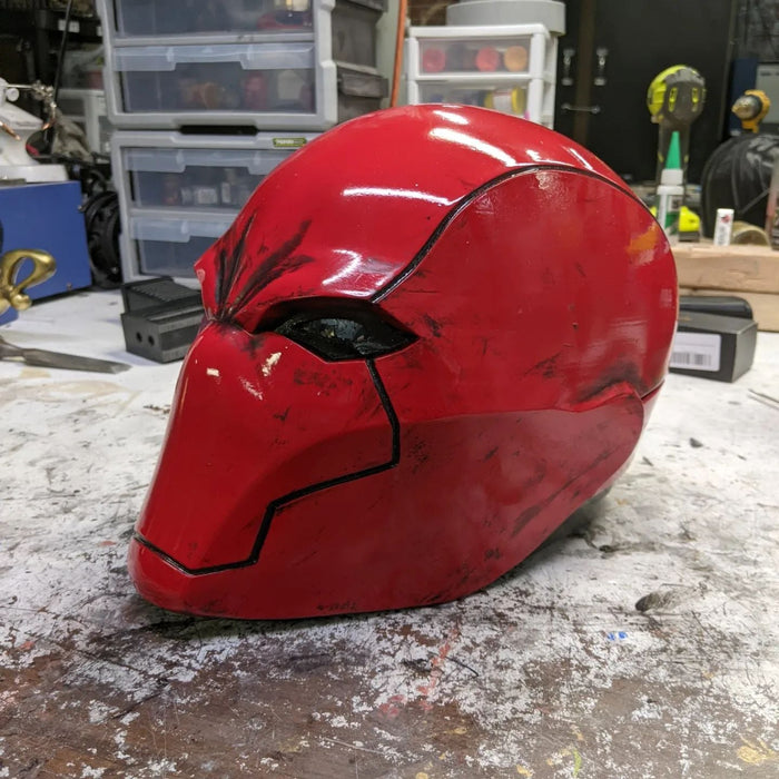 Red Vigilante Helmet - Wearable Costume Cowl Mask Helm - Prop Money Inc.
