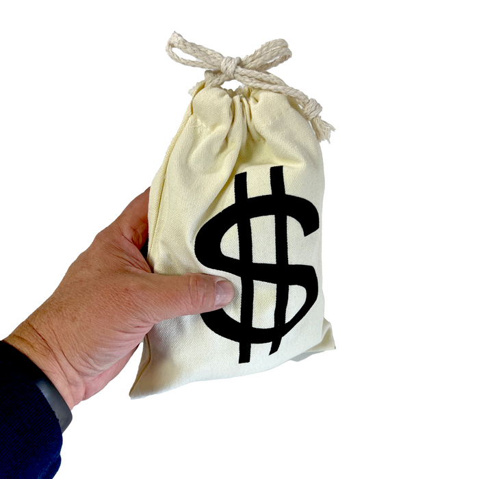 Money Bag - Canvas Cloth Drawstring 6 x 9 inch - Prop Money Inc.