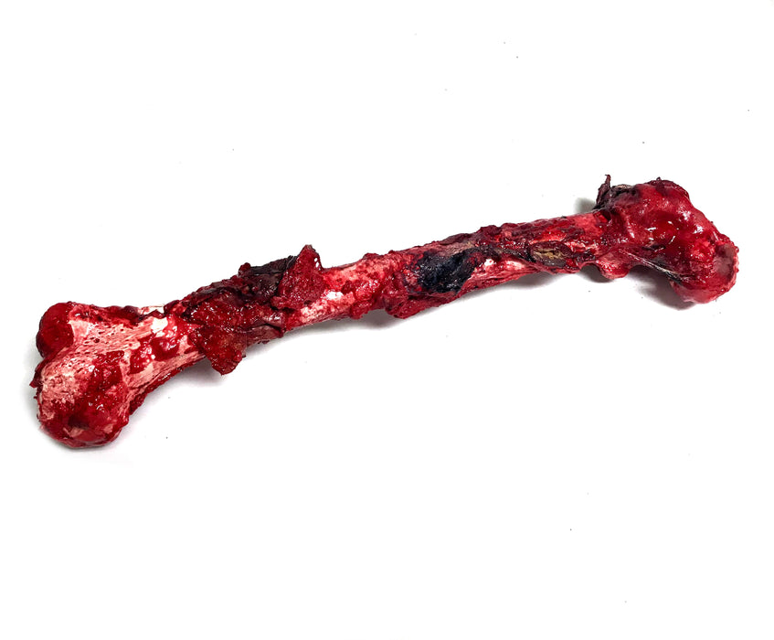Bloody, Grisly Femur Bone Special Effects Prop with Realistic Skin and Gore - Prop Money Inc.