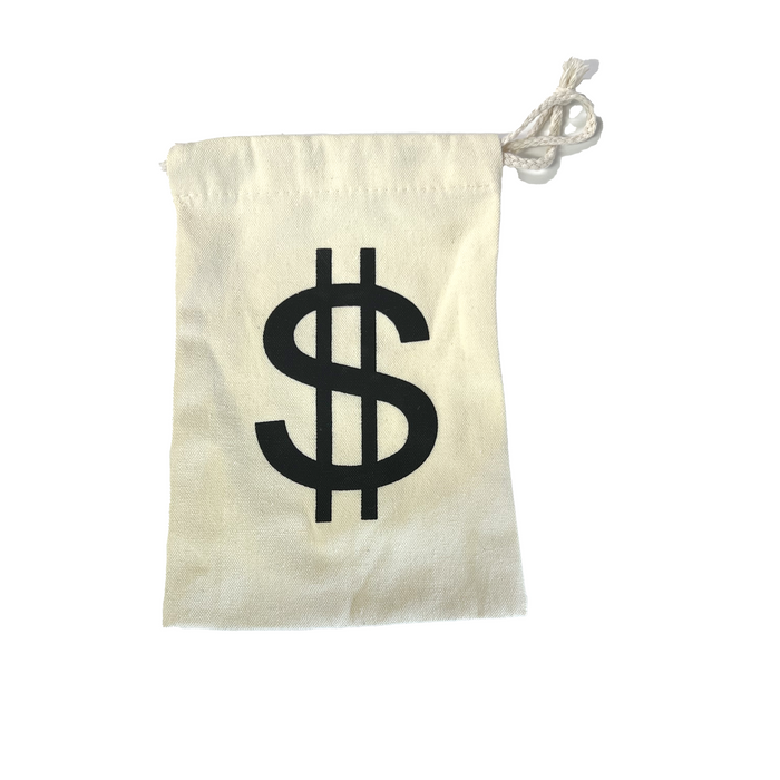 Money Bag - Canvas Cloth Drawstring 6 x 9 inch - Prop Money Inc.