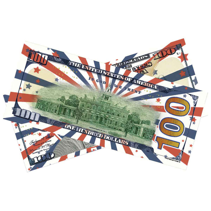 Patriotic Independence Day novelty money bills for parties and events
